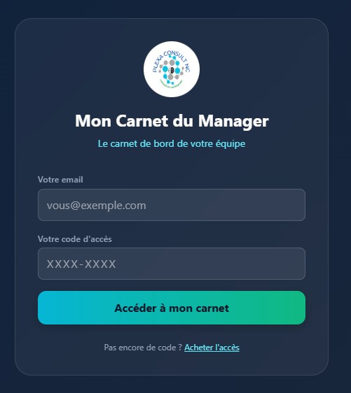 Écran de connexion Mon Carnet du Manager