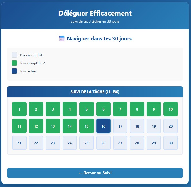 Calendrier des 30 jours par tâche
