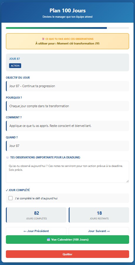 Journée type en phase Action